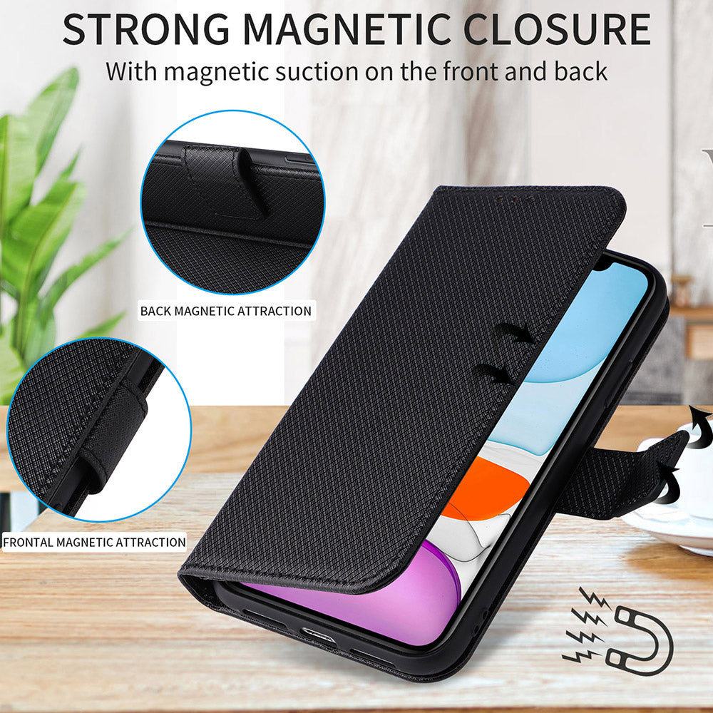For Oppo Find X6 Pro PU Leather Protective Cover Stand Function Diamond Texture Wallet Phone Case