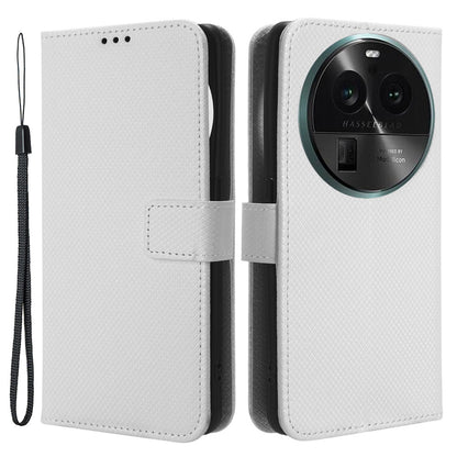 For Oppo Find X6 Pro PU Leather Protective Cover Stand Function Diamond Texture Wallet Phone Case