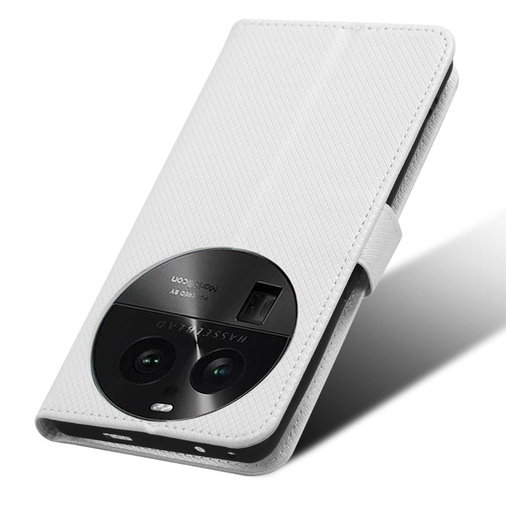 For Oppo Find X6 Pro PU Leather Protective Cover Stand Function Diamond Texture Wallet Phone Case