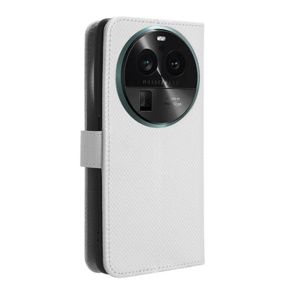 For Oppo Find X6 Pro PU Leather Protective Cover Stand Function Diamond Texture Wallet Phone Case