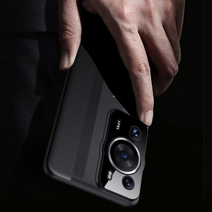 For Huawei P60 PU Leather + Hard PC Cover Anti-Fingerprint Phone Case