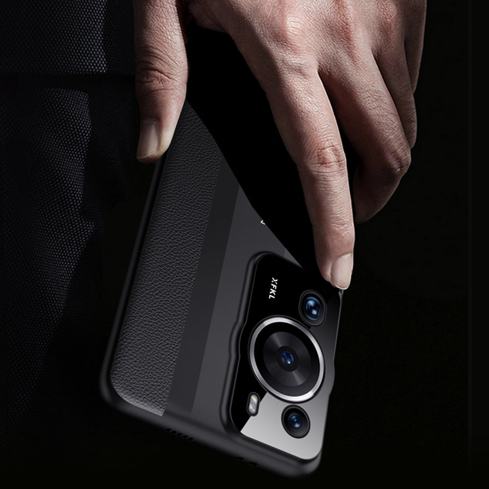 For Huawei P60 PU Leather + Hard PC Cover Anti-Fingerprint Phone Case