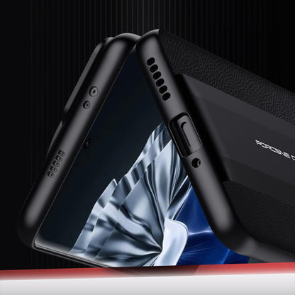 For Huawei P60 PU Leather + Hard PC Cover Anti-Fingerprint Phone Case