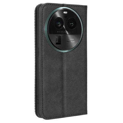 For Oppo Find X6 Retro Phone Cover Magnetic PU Leather Stand Cell Phone Wallet Case