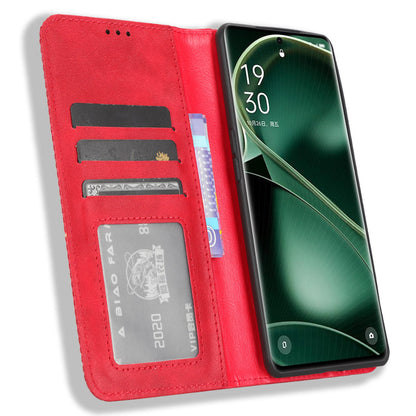 For Oppo Find X6 Retro Phone Cover Magnetic PU Leather Stand Cell Phone Wallet Case