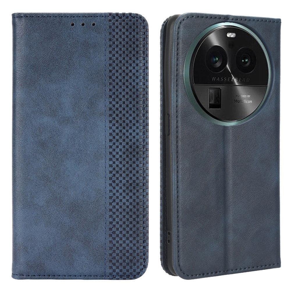 For Oppo Find X6 Retro Phone Cover Magnetic PU Leather Stand Cell Phone Wallet Case