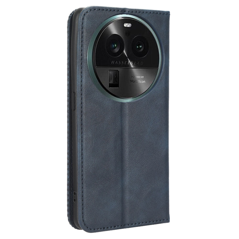 For Oppo Find X6 Retro Phone Cover Magnetic PU Leather Stand Cell Phone Wallet Case