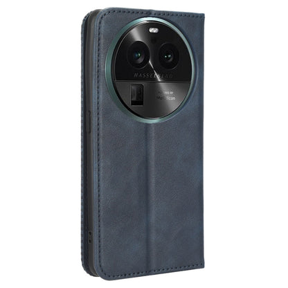 For Oppo Find X6 Retro Phone Cover Magnetic PU Leather Stand Cell Phone Wallet Case