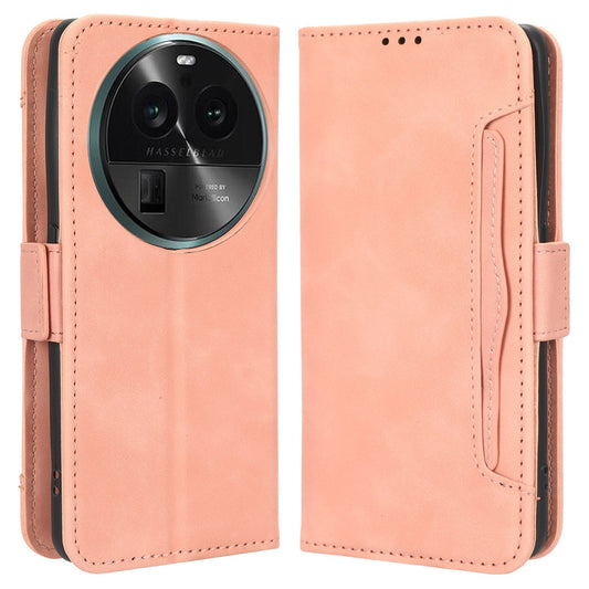 For Oppo Find X6 Stand Function Phone Shell Multiple Card Slots Leather Phone Cover Wallet Phone Case