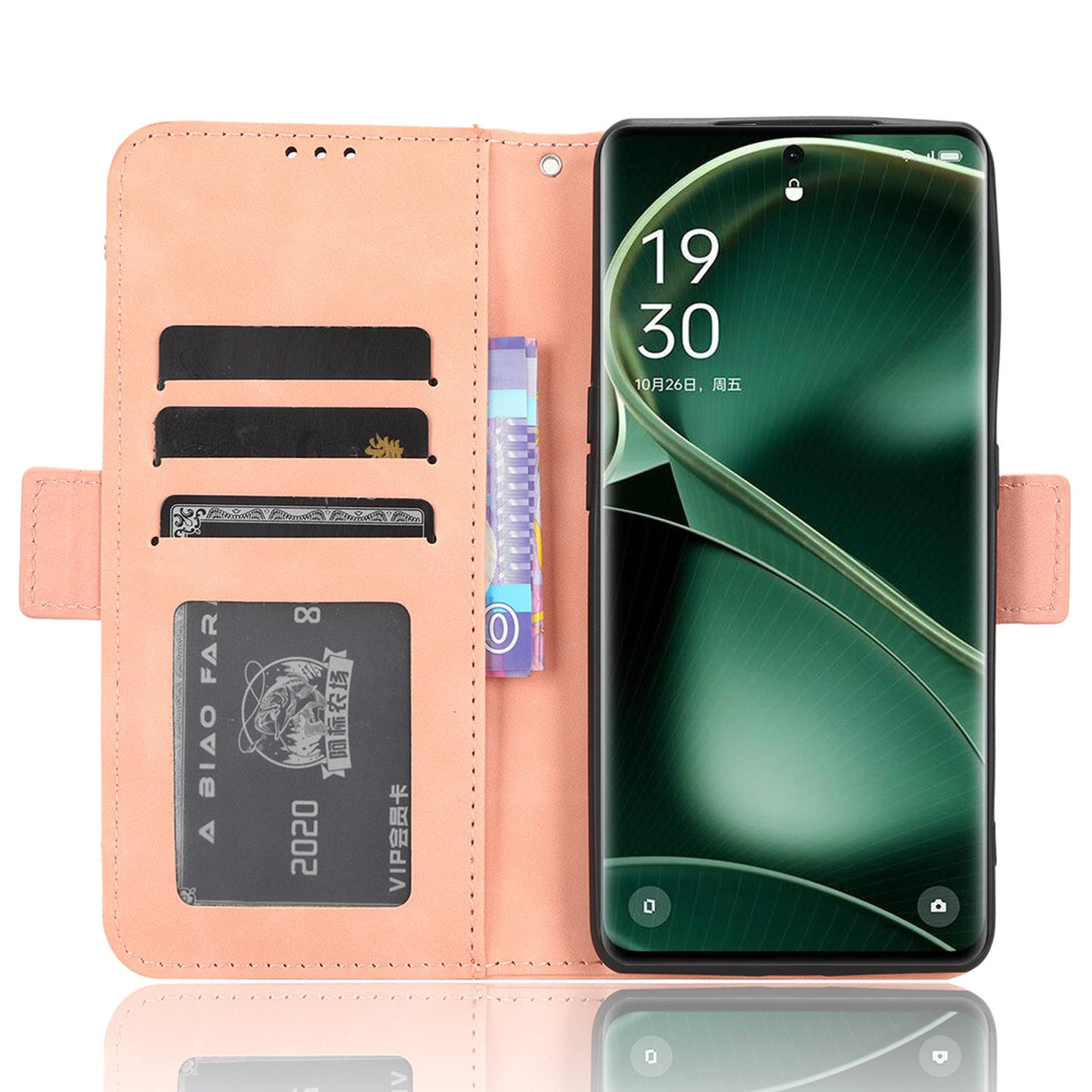 For Oppo Find X6 Stand Function Phone Shell Multiple Card Slots Leather Phone Cover Wallet Phone Case
