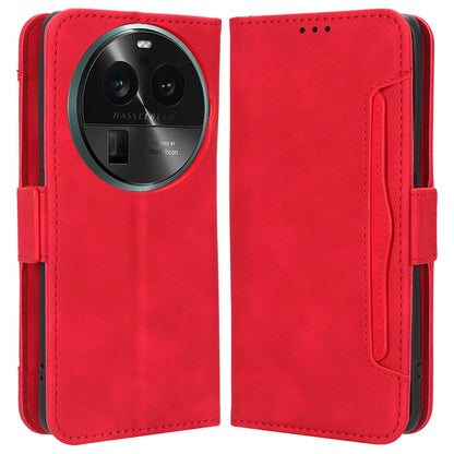 For Oppo Find X6 Stand Function Phone Shell Multiple Card Slots Leather Phone Cover Wallet Phone Case