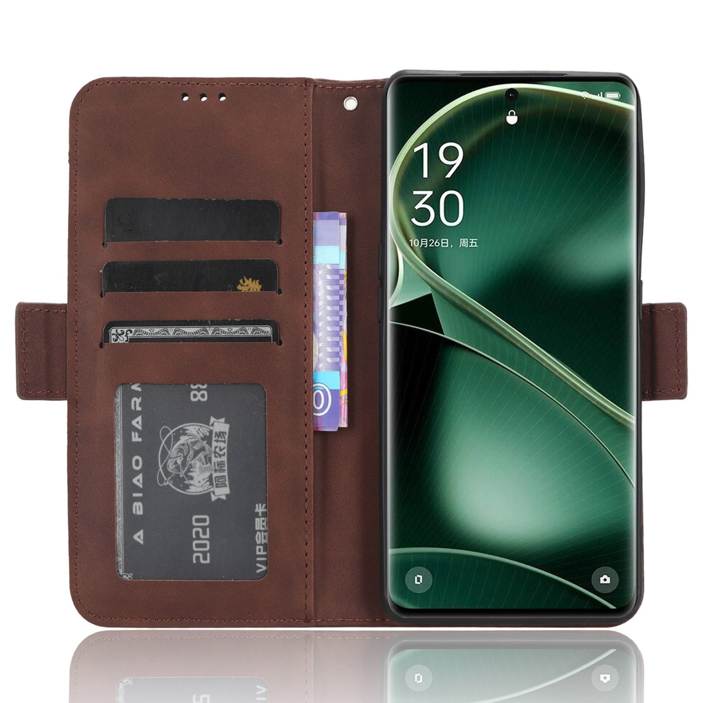 For Oppo Find X6 Stand Function Phone Shell Multiple Card Slots Leather Phone Cover Wallet Phone Case
