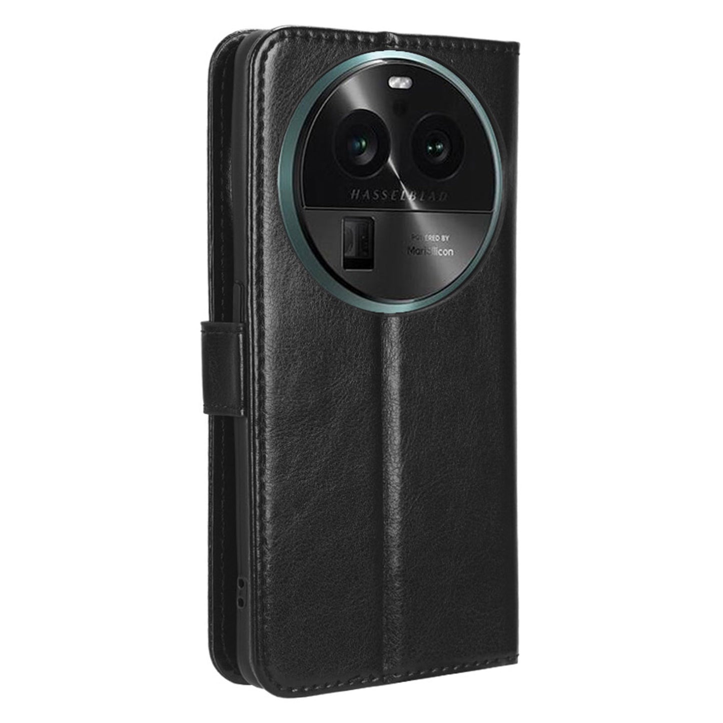 For Oppo Find X6 PU Leather Flip Folio Case Crazy Horse Texture Wallet Stand Phone Cover with Strap
