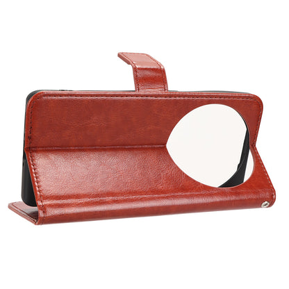 For Oppo Find X6 PU Leather Flip Folio Case Crazy Horse Texture Wallet Stand Phone Cover with Strap