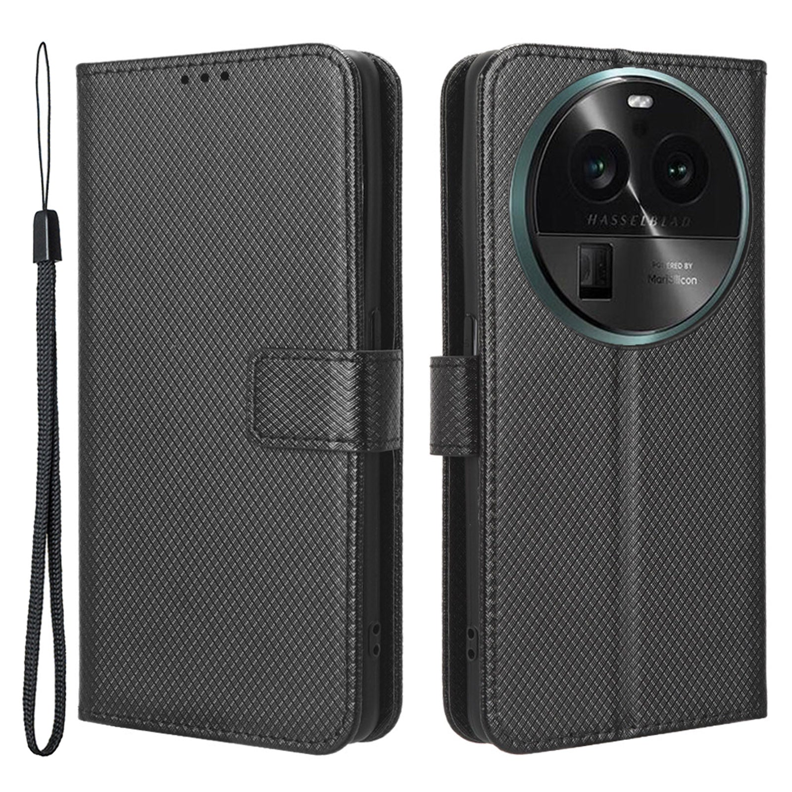 For Oppo Find X6 PU Leather Wallet Case Diamond Texture Stand Protective Phone Cover