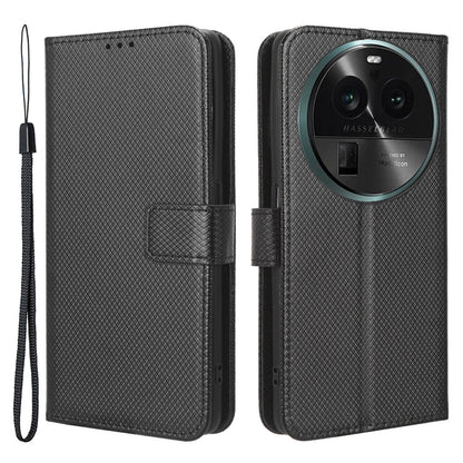 For Oppo Find X6 PU Leather Wallet Case Diamond Texture Stand Protective Phone Cover