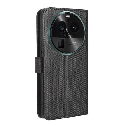 For Oppo Find X6 PU Leather Wallet Case Diamond Texture Stand Protective Phone Cover