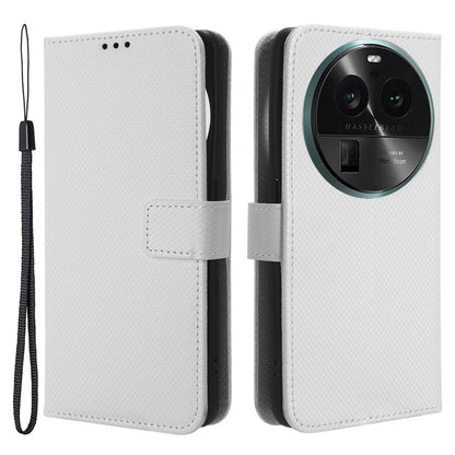 For Oppo Find X6 PU Leather Wallet Case Diamond Texture Stand Protective Phone Cover