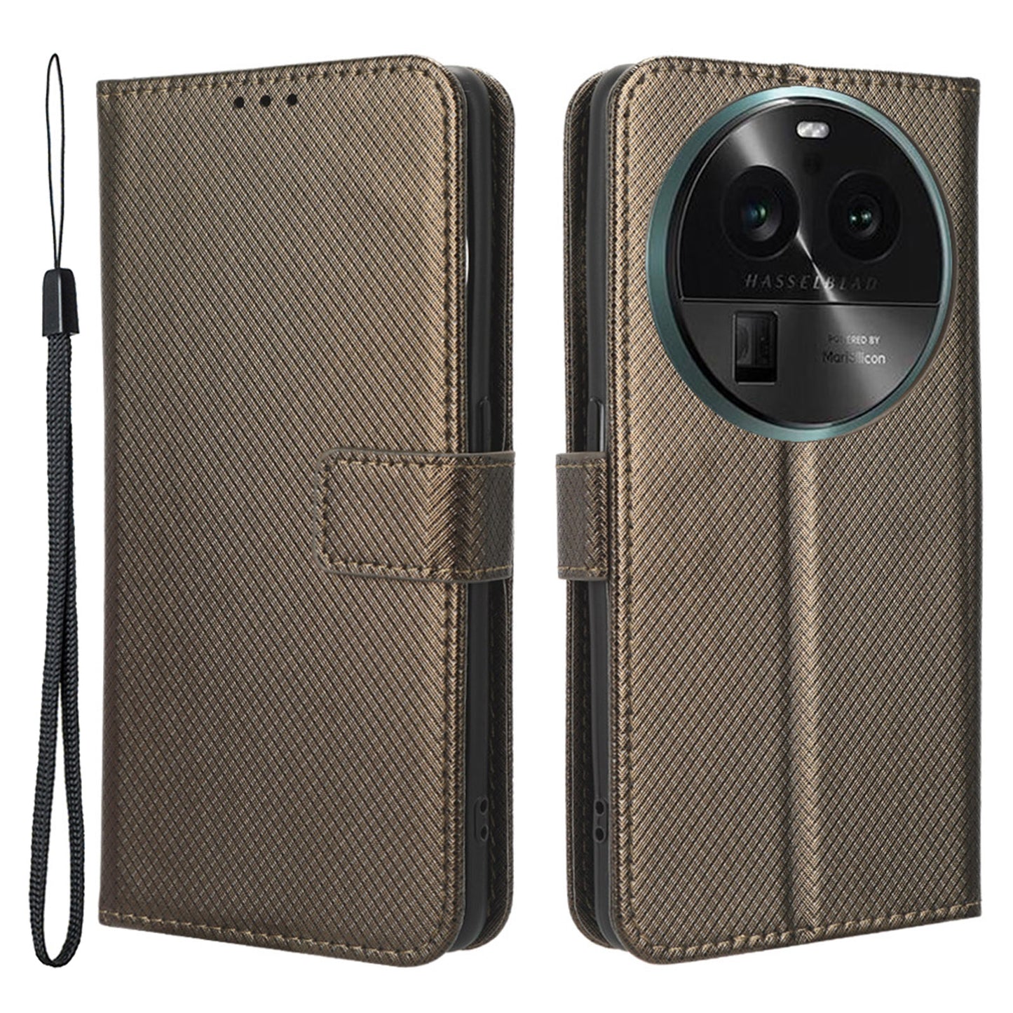 For Oppo Find X6 PU Leather Wallet Case Diamond Texture Stand Protective Phone Cover