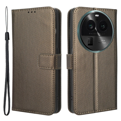 For Oppo Find X6 PU Leather Wallet Case Diamond Texture Stand Protective Phone Cover