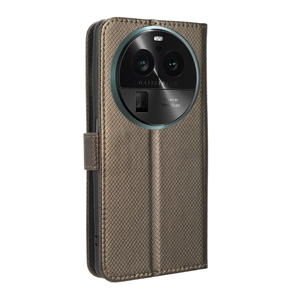 For Oppo Find X6 PU Leather Wallet Case Diamond Texture Stand Protective Phone Cover