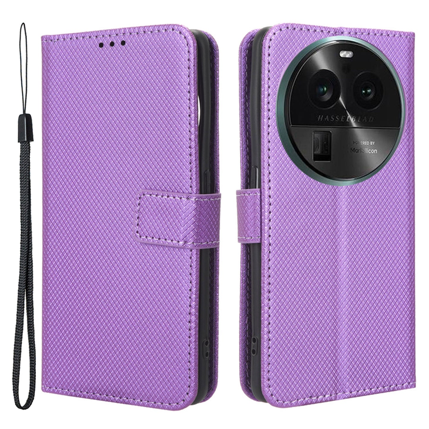 For Oppo Find X6 PU Leather Wallet Case Diamond Texture Stand Protective Phone Cover