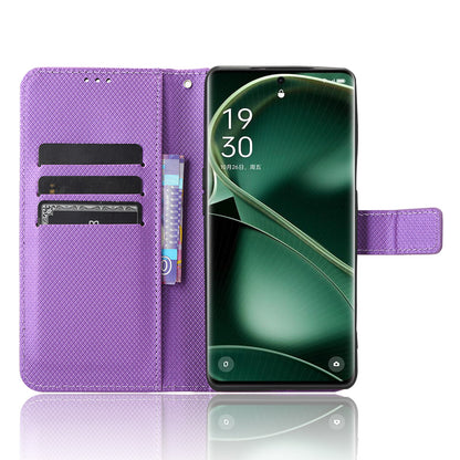 For Oppo Find X6 PU Leather Wallet Case Diamond Texture Stand Protective Phone Cover