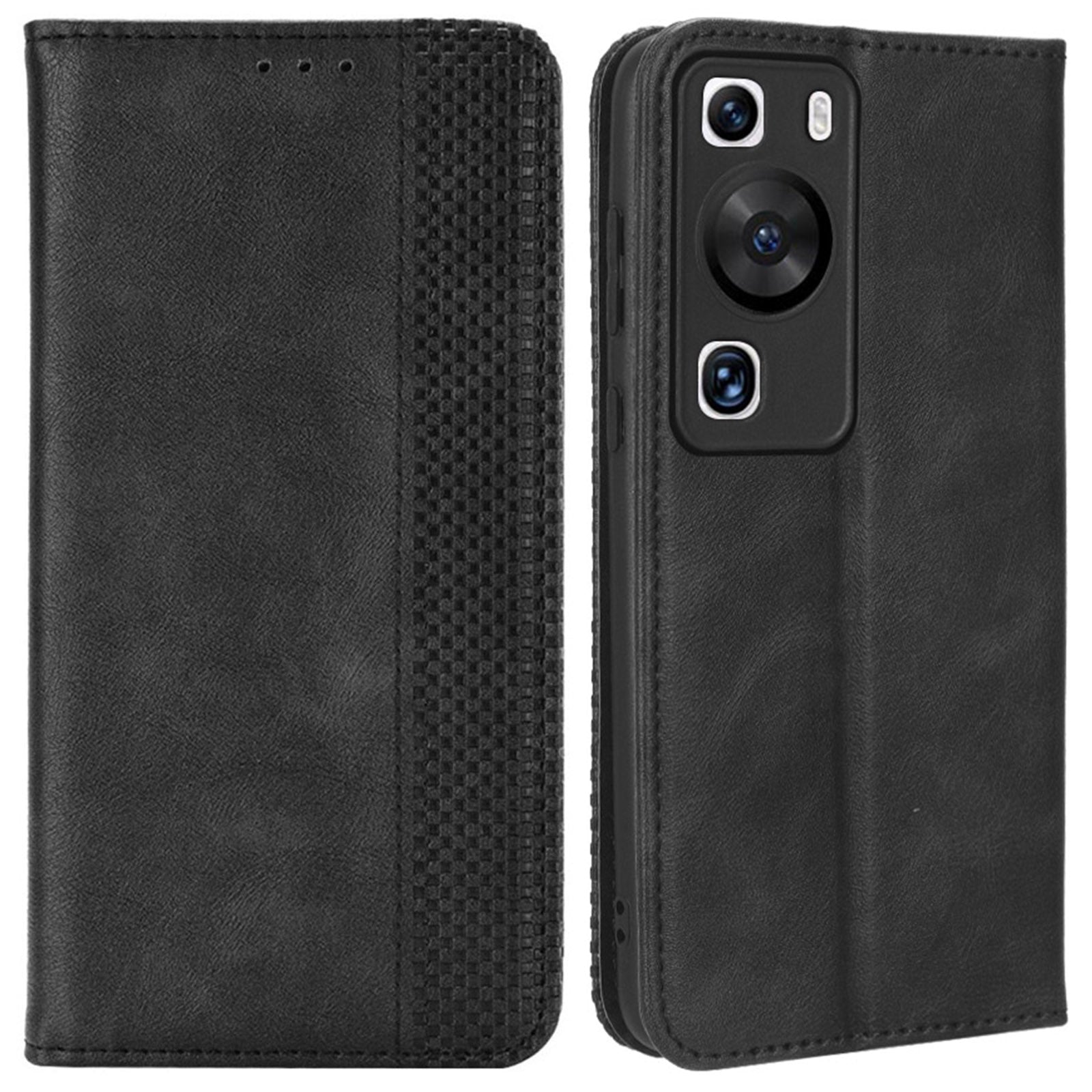Phone Stand Cover for Huawei P60 / P60 Pro Magnetic Retro PU Leather Cell Phone Wallet Case
