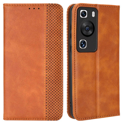 Phone Stand Cover for Huawei P60 / P60 Pro Magnetic Retro PU Leather Cell Phone Wallet Case