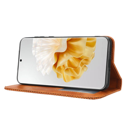 Phone Stand Cover for Huawei P60 / P60 Pro Magnetic Retro PU Leather Cell Phone Wallet Case