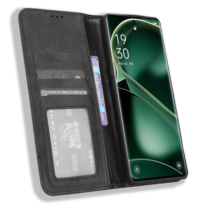 Stand Shell for Oppo Find X6 Pro PU Leather Magnetic Retro Phone Cover Cell Phone Wallet Case