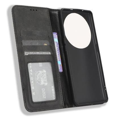 Stand Shell for Oppo Find X6 Pro PU Leather Magnetic Retro Phone Cover Cell Phone Wallet Case