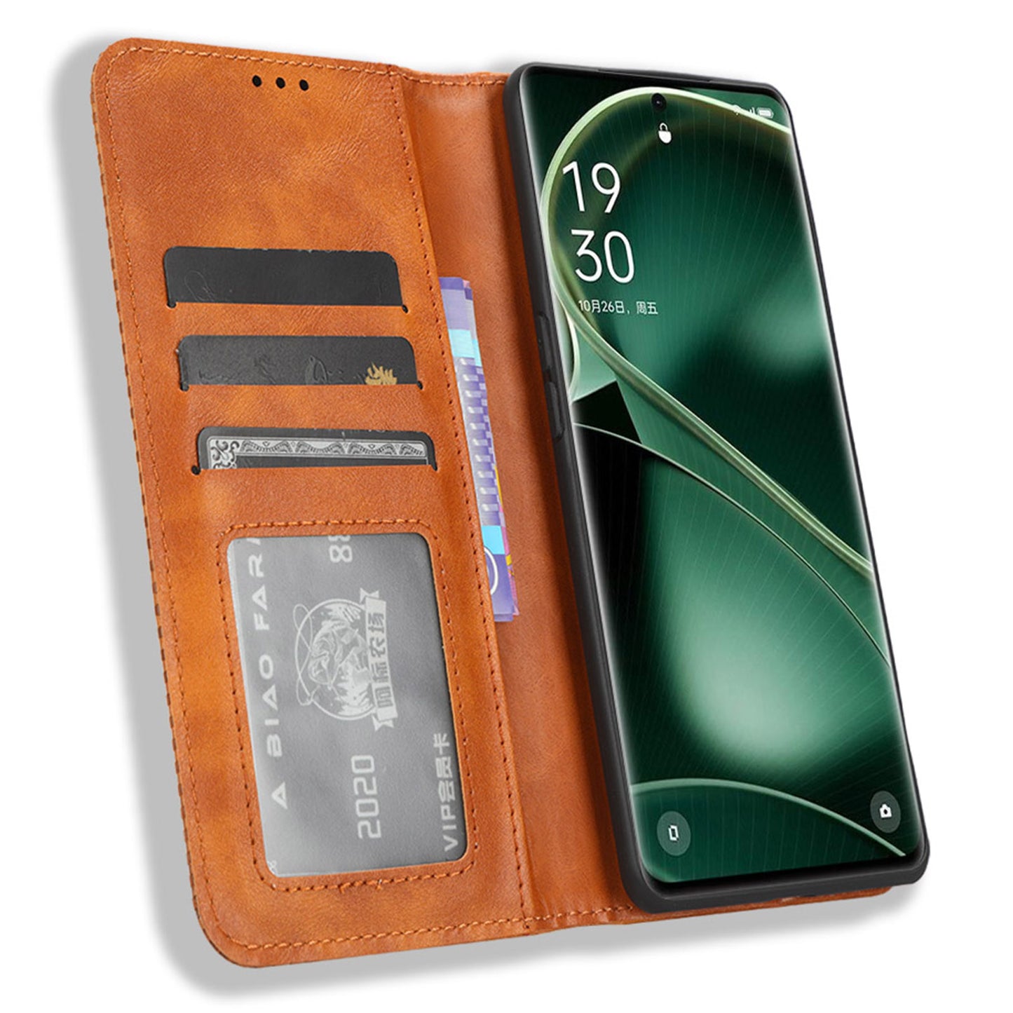 Stand Shell for Oppo Find X6 Pro PU Leather Magnetic Retro Phone Cover Cell Phone Wallet Case