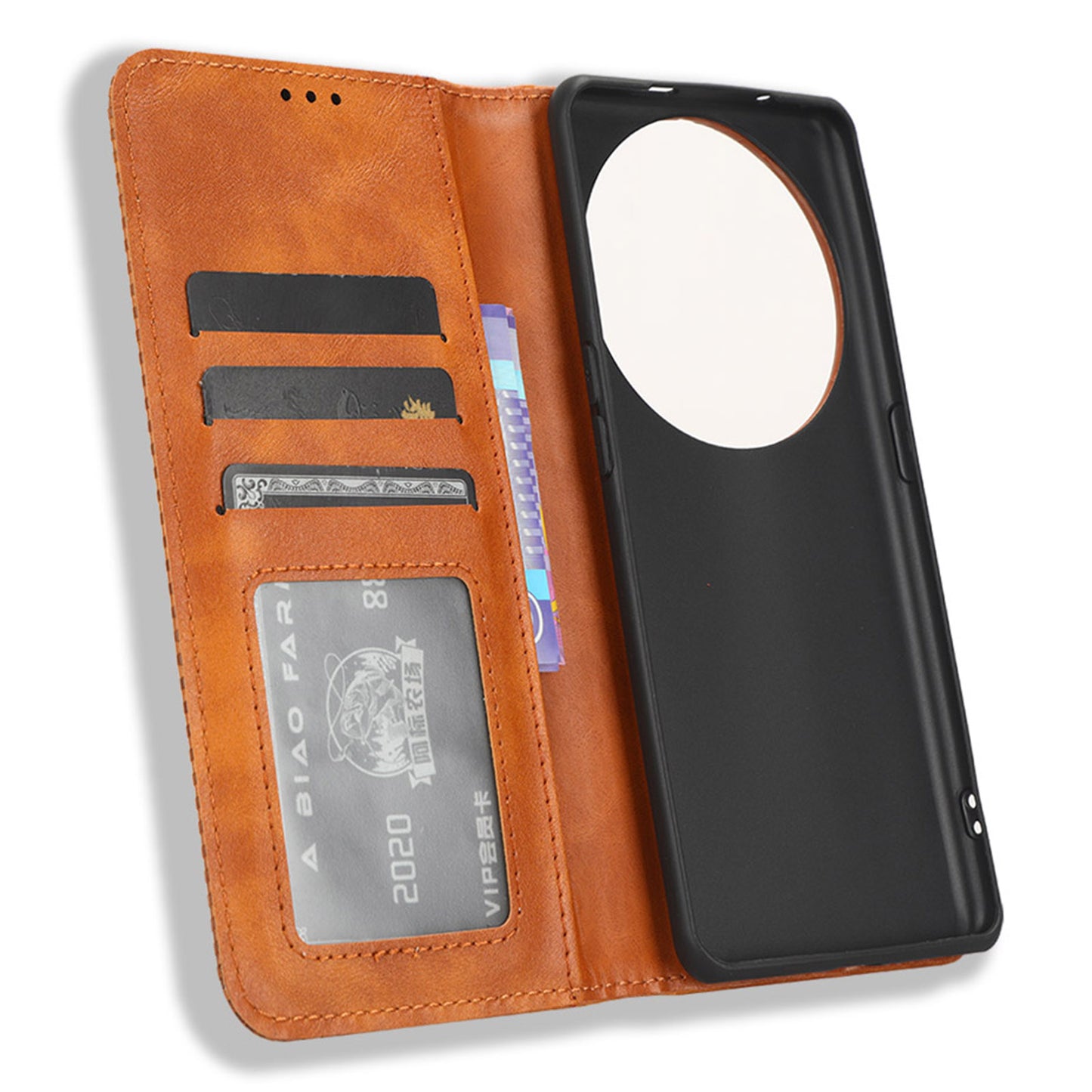 Stand Shell for Oppo Find X6 Pro PU Leather Magnetic Retro Phone Cover Cell Phone Wallet Case