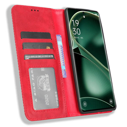 Stand Shell for Oppo Find X6 Pro PU Leather Magnetic Retro Phone Cover Cell Phone Wallet Case