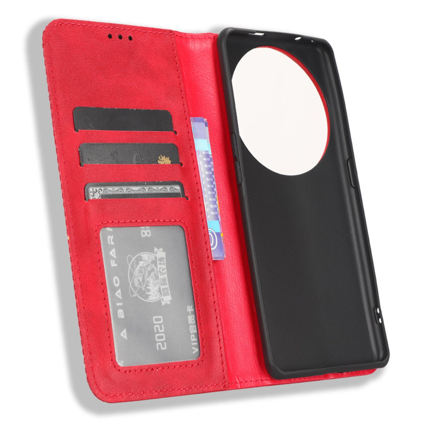 Stand Shell for Oppo Find X6 Pro PU Leather Magnetic Retro Phone Cover Cell Phone Wallet Case