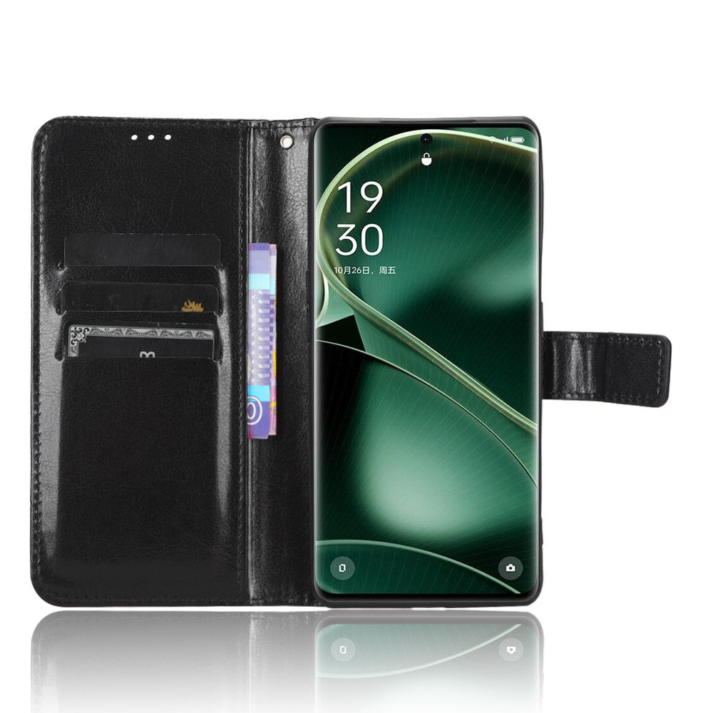 For Oppo Find X6 Pro Magnetic Wallet Flip Case PU Leather Crazy Horse Texture Stand Phone Cover