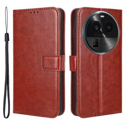 For Oppo Find X6 Pro Magnetic Wallet Flip Case PU Leather Crazy Horse Texture Stand Phone Cover