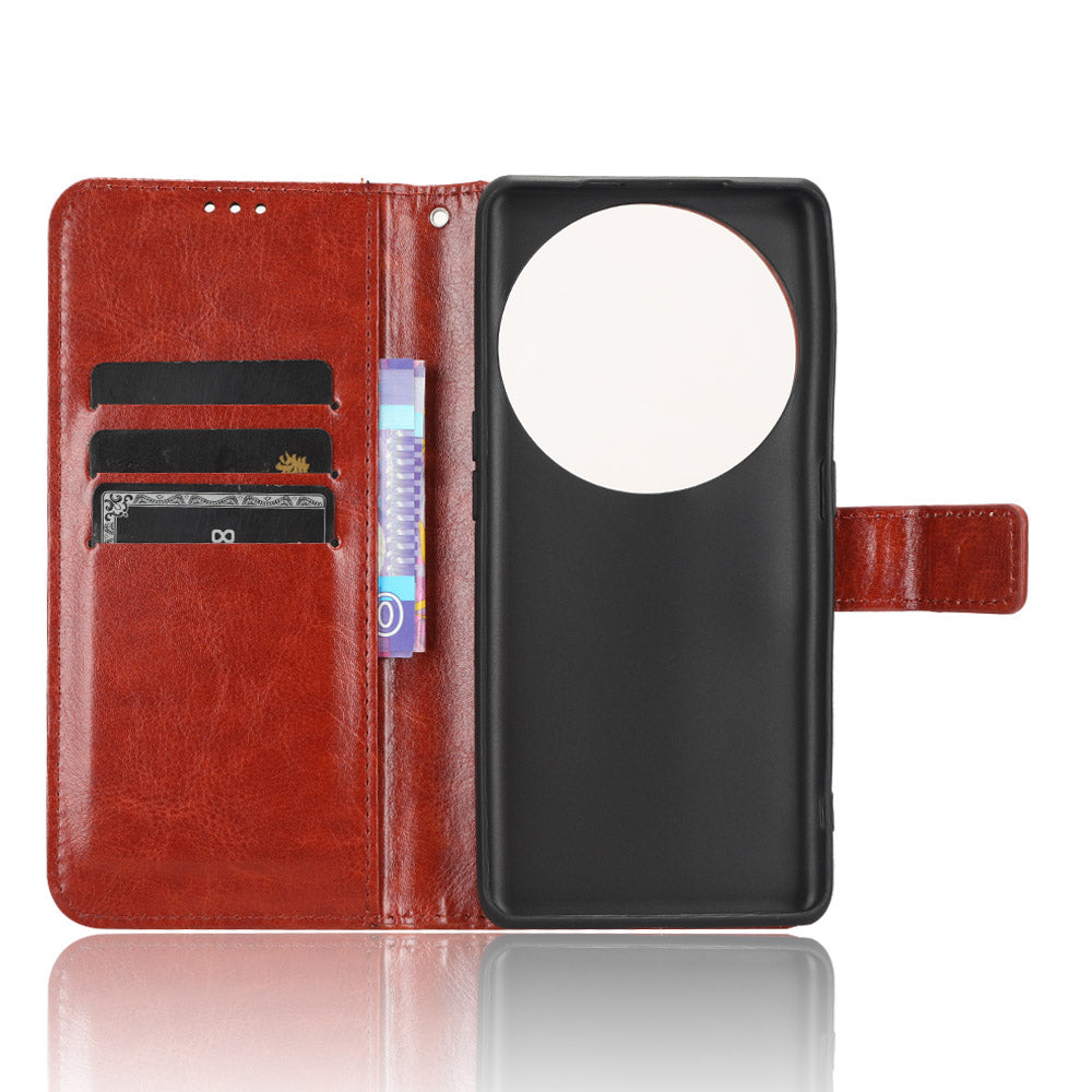For Oppo Find X6 Pro Magnetic Wallet Flip Case PU Leather Crazy Horse Texture Stand Phone Cover