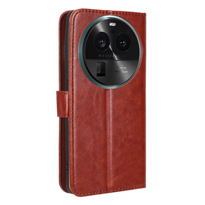 For Oppo Find X6 Pro Magnetic Wallet Flip Case PU Leather Crazy Horse Texture Stand Phone Cover