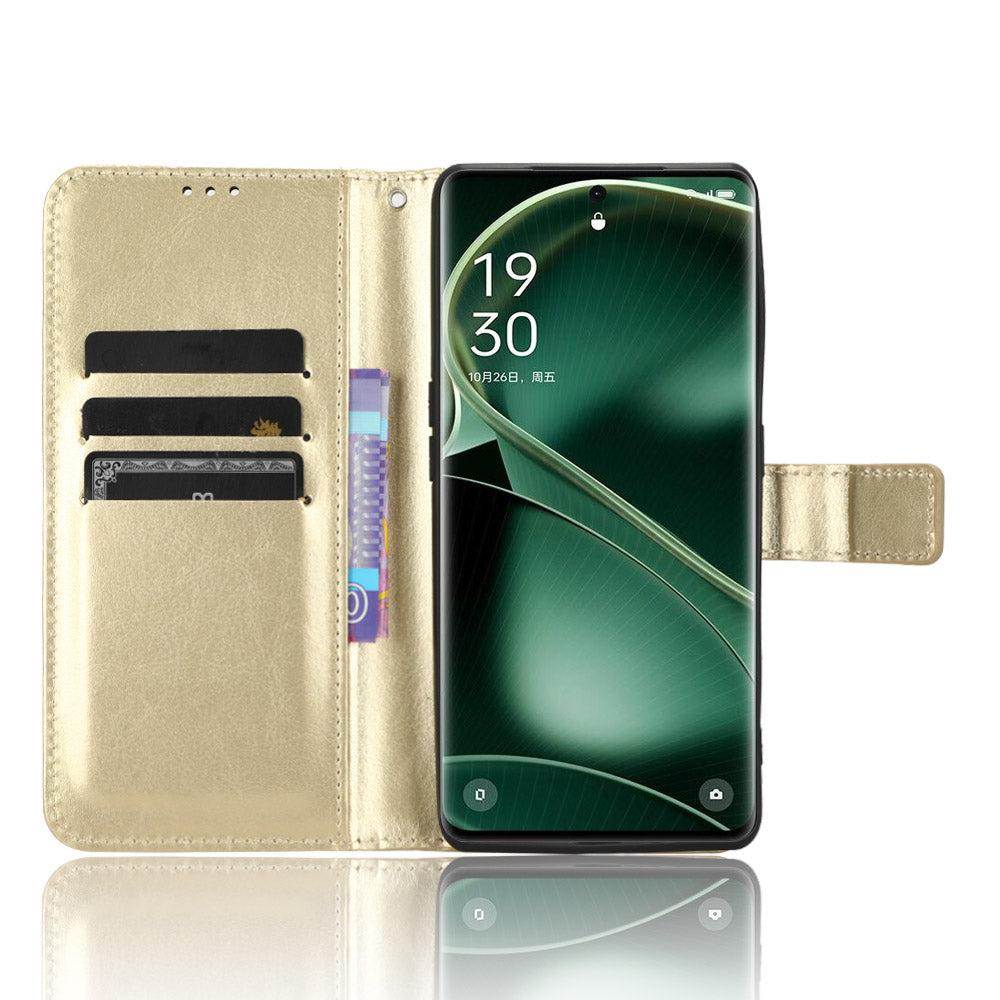 For Oppo Find X6 Pro Magnetic Wallet Flip Case PU Leather Crazy Horse Texture Stand Phone Cover