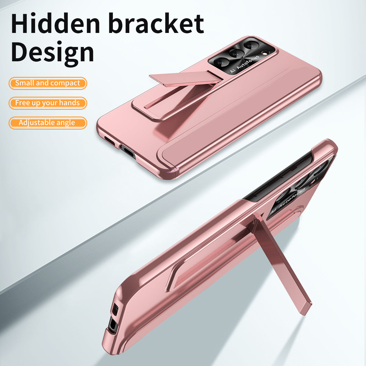 For Samsung Galaxy S23+ Hard PC Phone Case Hidden Kickstand Shockproof Electroplating Cover