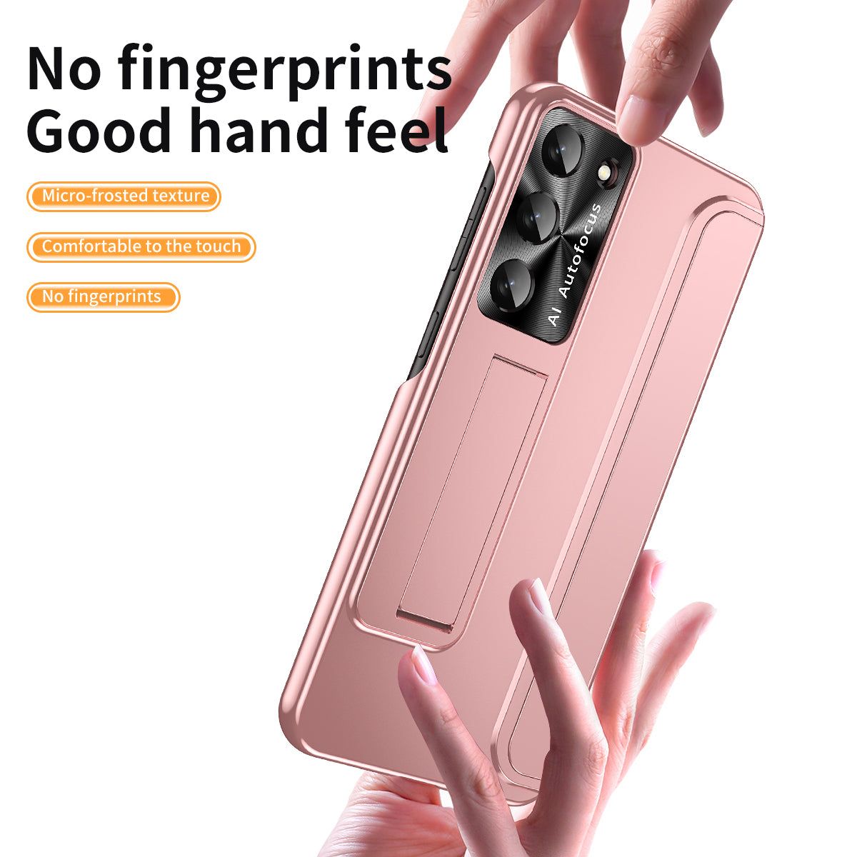 For Samsung Galaxy S23+ Hard PC Phone Case Hidden Kickstand Shockproof Electroplating Cover