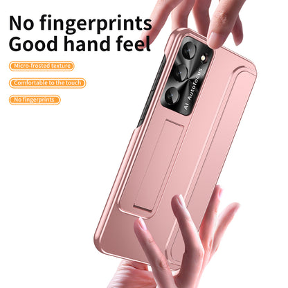 For Samsung Galaxy S23+ Hard PC Phone Case Hidden Kickstand Shockproof Electroplating Cover