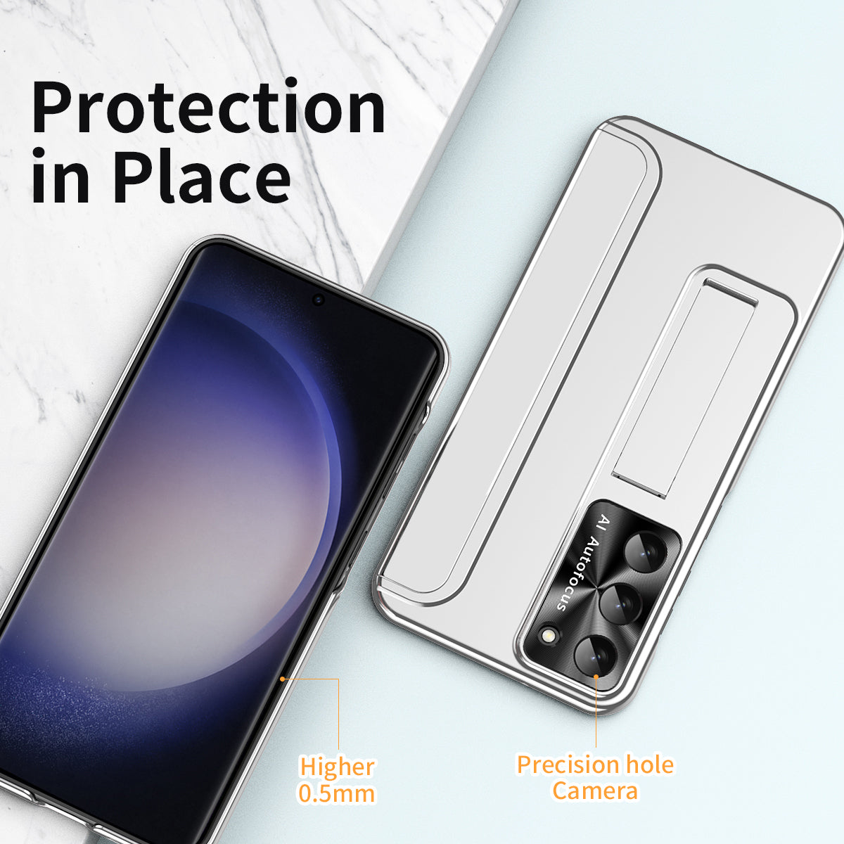 For Samsung Galaxy S23+ Hard PC Phone Case Hidden Kickstand Shockproof Electroplating Cover