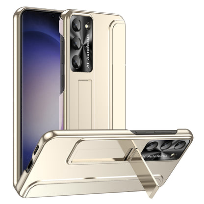 For Samsung Galaxy S23+ Hard PC Phone Case Hidden Kickstand Shockproof Electroplating Cover