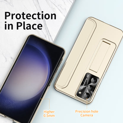 For Samsung Galaxy S23+ Hard PC Phone Case Hidden Kickstand Shockproof Electroplating Cover