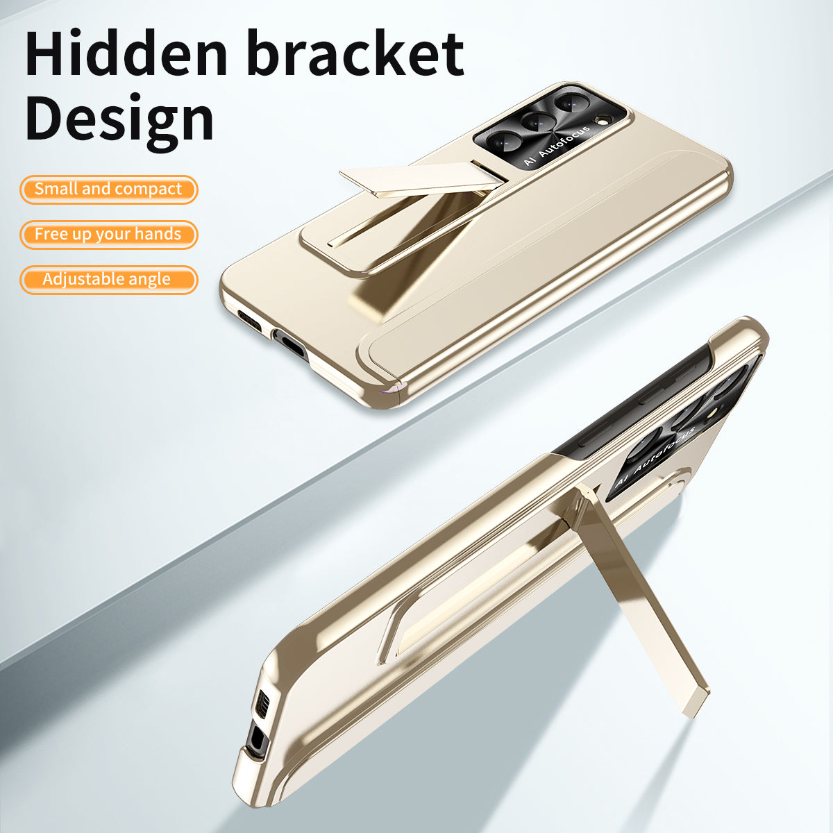 For Samsung Galaxy S23+ Hard PC Phone Case Hidden Kickstand Shockproof Electroplating Cover