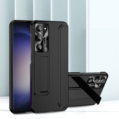 For Samsung Galaxy S23+ Hard PC Phone Case Hidden Kickstand Shockproof Electroplating Cover