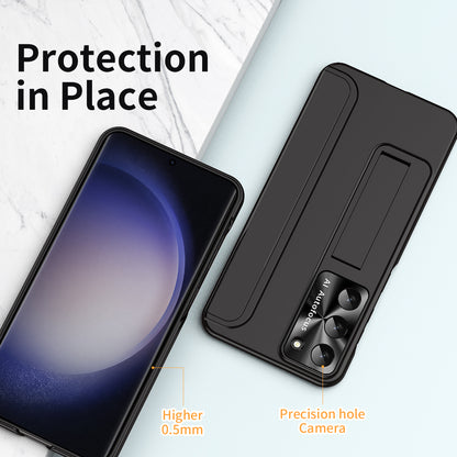 For Samsung Galaxy S23+ Hard PC Phone Case Hidden Kickstand Shockproof Electroplating Cover